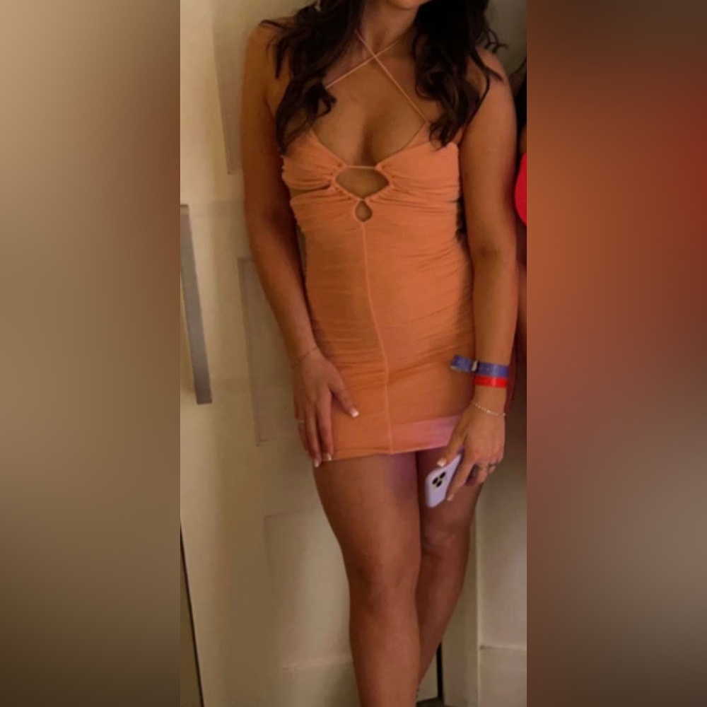 Oh Polly Peach Bodycon Dress